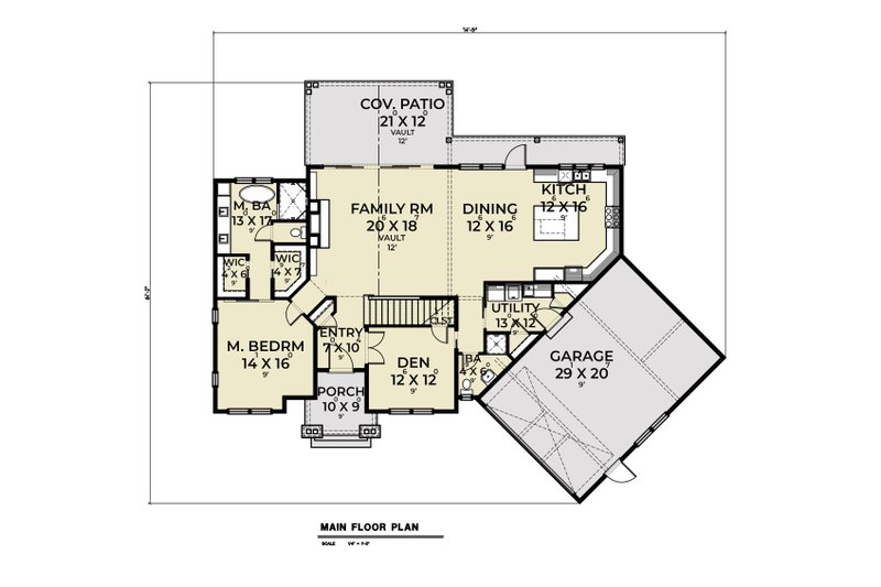 Home Plan - Floor Plan - Main Floor for Farmhouse House Plan #1070-156 - 3 bed, 3 bath