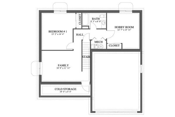 House Blueprint - Farmhouse Floor Plan - Lower Floor Plan #1060-239