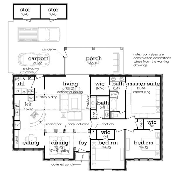 House Design - Ranch Floor Plan - Main Floor Plan #45-580