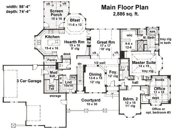 Country Floor Plan - Main Floor Plan #51-548