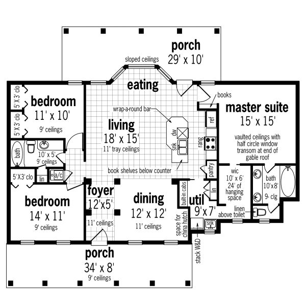 House Blueprint - Cottage Floor Plan - Main Floor Plan #45-582