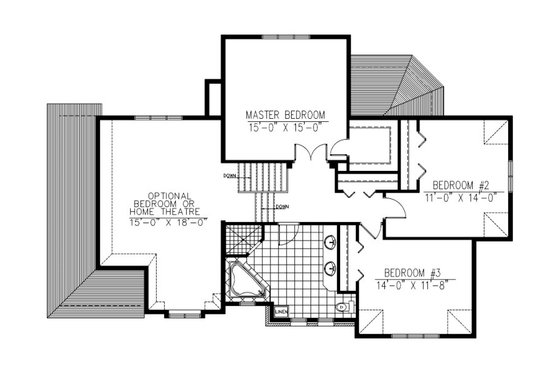 Floor Plan - Upper Floor for European House Plan #138-334 - 3 bed, 1.5 bath