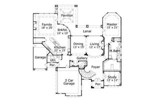 Floor Plan - Main Floor for Mediterranean House Plan #411-611 - 4 bed, 3.5 bath
