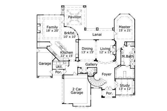 Floor Plan - Main Floor for Mediterranean House Plan #411-611 - 4 bed, 3.5 bath
