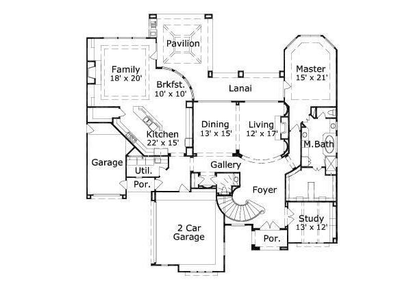 Mediterranean Floor Plan - Main Floor Plan #411-611