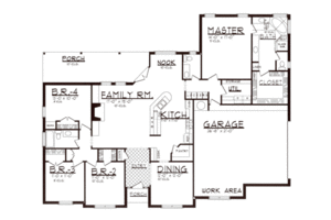Floor Plan - Main Floor for European House Plan #62-111 - 4 bed, 2.5 bath