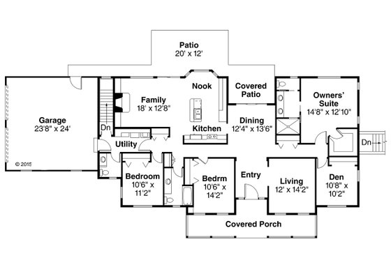 Floor Plan - Main Floor for Country House Plan #124-1023 - 3 bed, 2.5 bath
