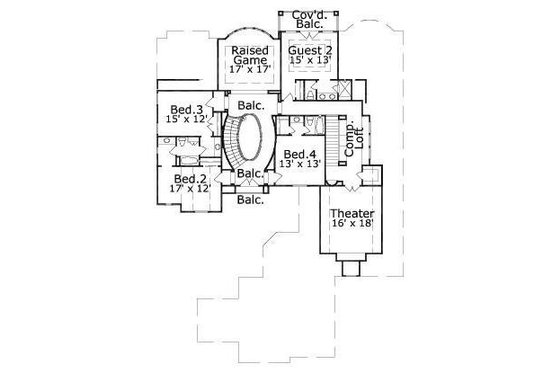 Floor Plan - Upper Floor for European House Plan #411-853 - 5 bed, 5.5 bath