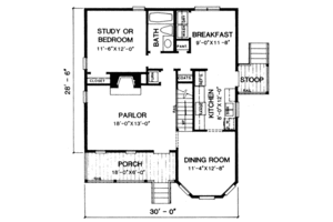 Floor Plan - Main Floor for Victorian House Plan #10-228 - 4 bed, 3 bath