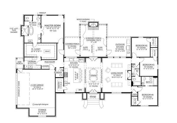 Architectural House Design - Southern Floor Plan - Main Floor Plan #1074-8