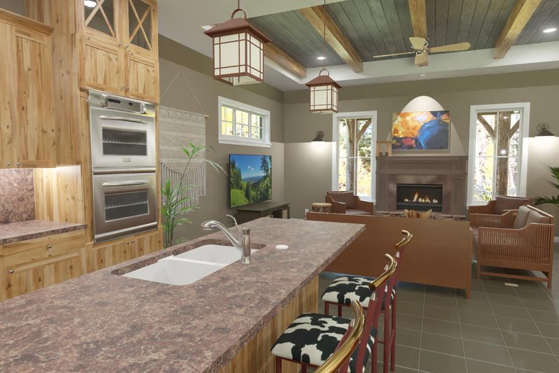 House Blueprint - Interior - Dining Room 1 for Log House Plan #1126-16 - 3 bed, 2 bath