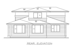 Exterior - Rear Elevation for Prairie House Plan #1100-51 - 4 bed, 3 bath