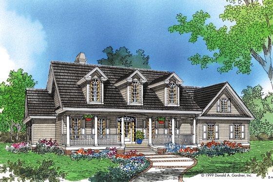 Exterior - Front Elevation 3 for Country House Plan #929-20 - 4 bed, 3 bath