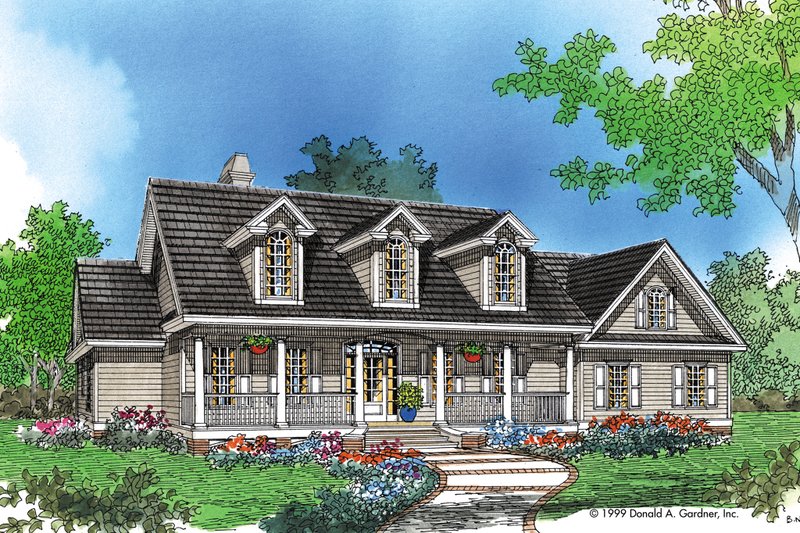 Dream House Plan - Exterior - Front Elevation 3 for Country House Plan #929-20 - 4 bed, 3 bath