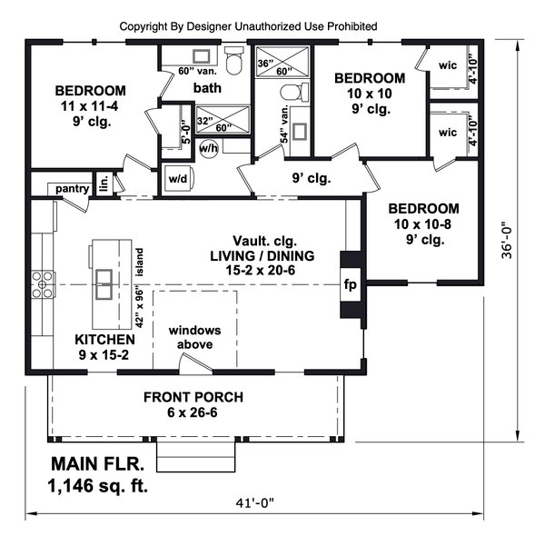 Home Plan - Farmhouse Floor Plan - Main Floor Plan #51-1440