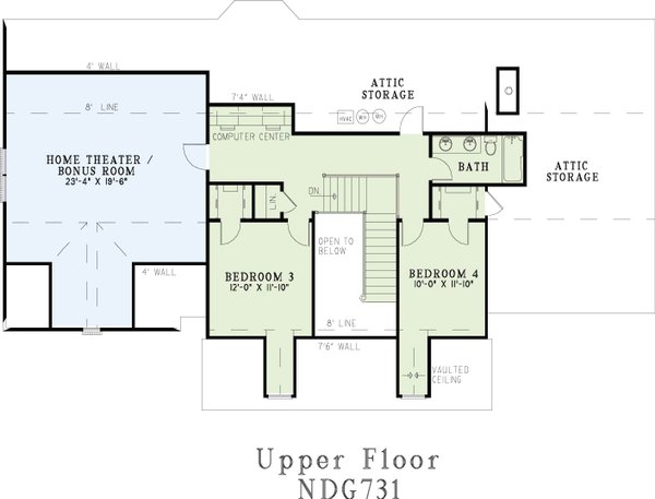 Traditional Floor Plan - Upper Floor Plan #17-1178