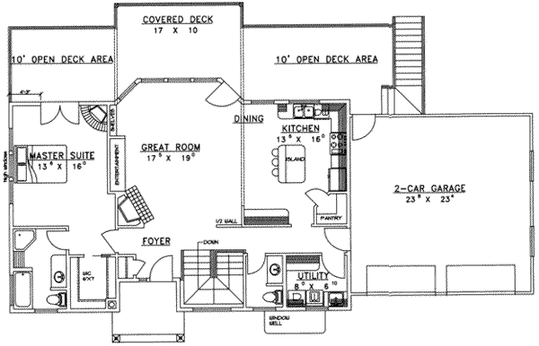 Architectural House Design - Traditional Floor Plan - Main Floor Plan #117-234