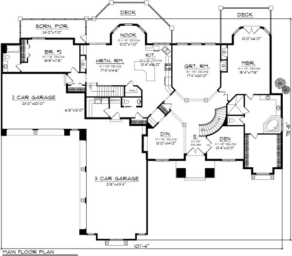 Architectural House Design - Ranch Floor Plan - Main Floor Plan #70-1142