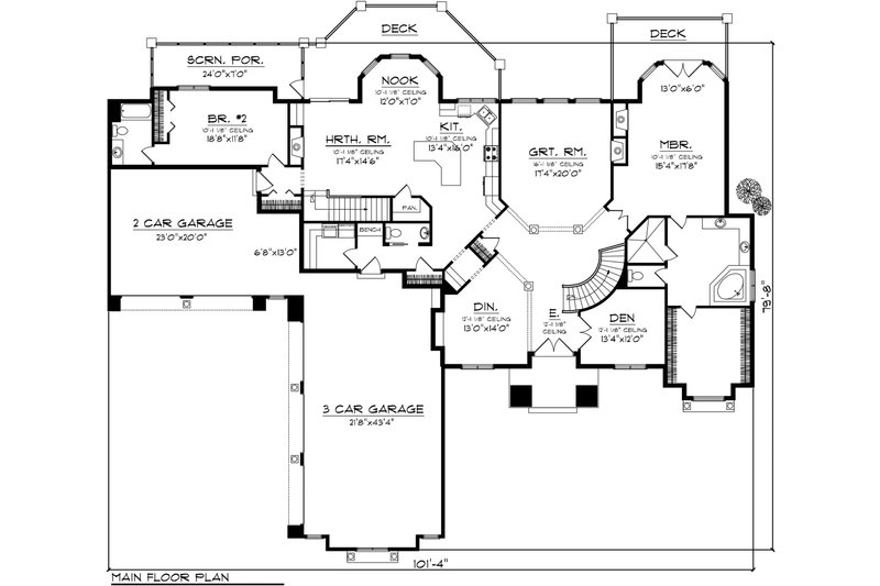 Dream House Plan - Floor Plan - Main Floor for Ranch House Plan #70-1142 - 2 bed, 2.5 bath