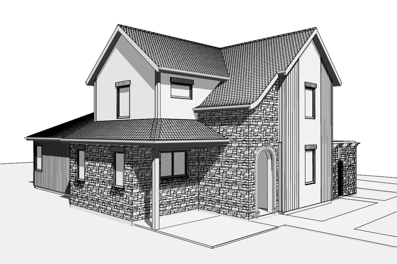 House Blueprint - Exterior - Other Elevation 3 for European House Plan #1099-20 - 3 bed, 2.5 bath