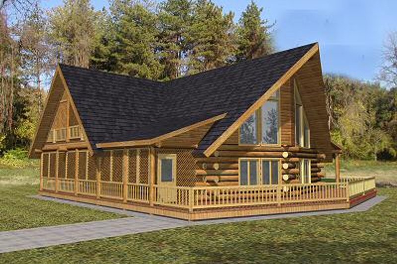 Home Plan - Log Exterior - Front Elevation Plan #117-504