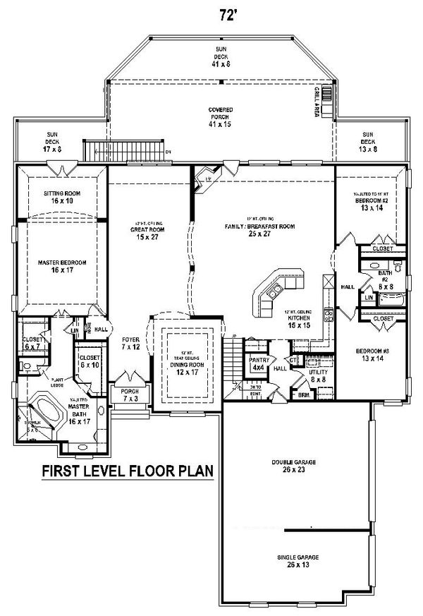 Main Level Floor Plan - 5500 square foot European home