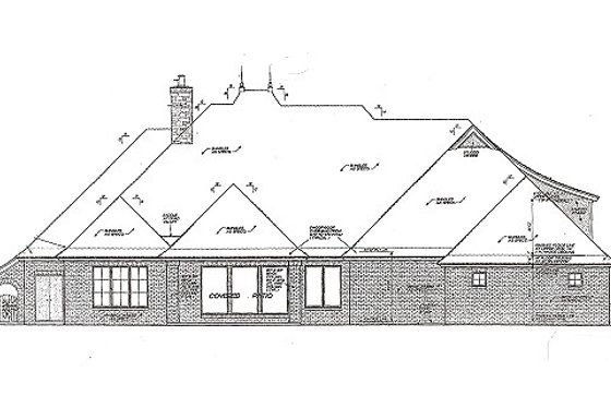 Exterior - Rear Elevation for European House Plan #310-983 - 4 bed, 3.5 bath