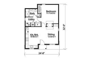 Floor Plan - Main Floor for Cottage House Plan #22-607 - 1 bed, 1 bath