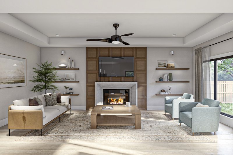 House Blueprint - Interior - Family Room for Modern House Plan #455-556 - 3 bed, 2 bath