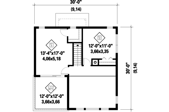 Floor Plan - Upper Floor for Contemporary House Plan #25-4599 - 3 bed, 1 bath