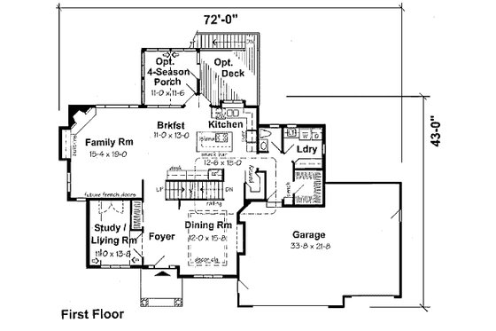 Floor Plan - Main Floor for European House Plan #312-606 - 3 bed, 2.5 bath
