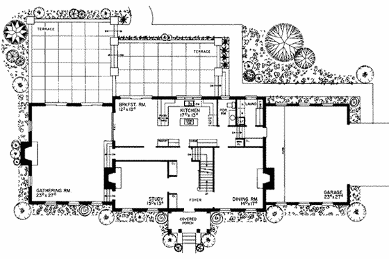 Floor Plan - Main Floor for Southern House Plan #72-189 - 4 bed, 2.5 bath