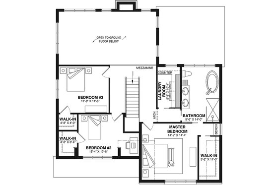 Floor Plan - Upper Floor for Farmhouse House Plan #23-2776 - 3 bed, 1.5 bath