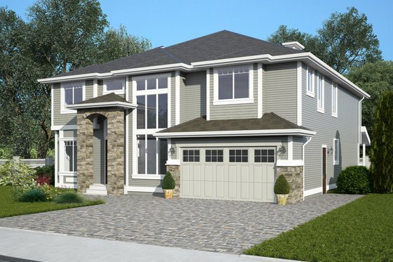Exterior - Front Elevation 3 for Contemporary House Plan #1066-12 - 4 bed, 4.5 bath