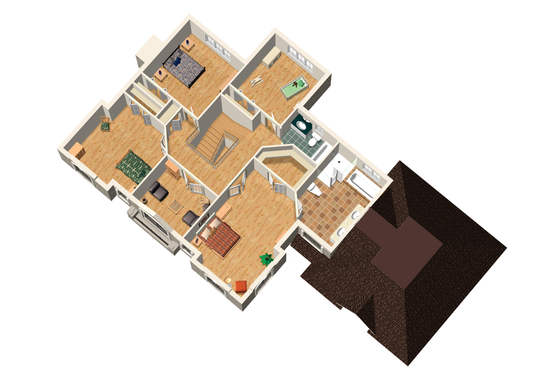 Floor Plan - Upper Floor 1 for European House Plan #25-4628 - 4 bed, 2 bath