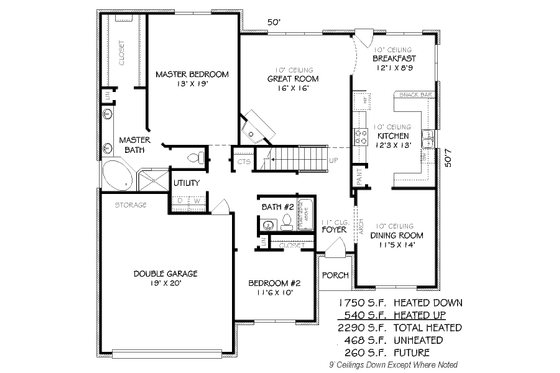 Floor Plan - Main Floor for Traditional House Plan #424-86 - 4 bed, 3 bath