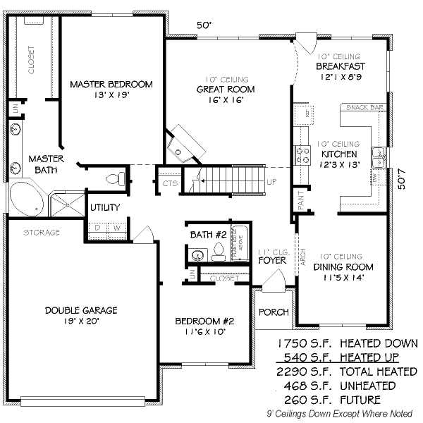 Floor Plan - Main Floor for Traditional House Plan #424-86 - 4 bed, 3 bath