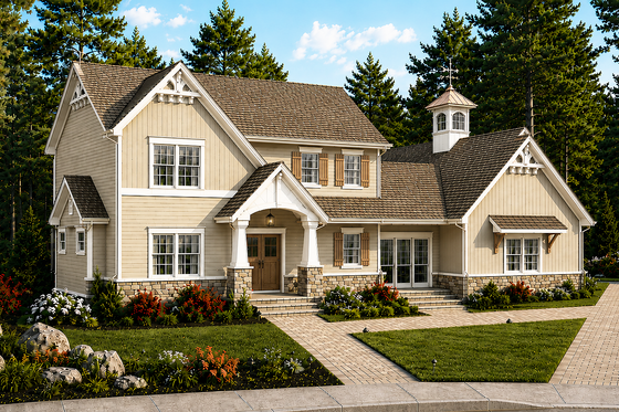 Exterior - Front Elevation 4 for Craftsman House Plan #928-58 - 3 bed, 2.5 bath