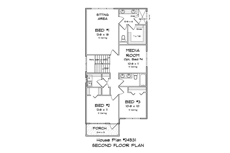 Home Plan - Floor Plan - Upper Floor for Modern House Plan #513-2324 - 3 bed, 2.5 bath
