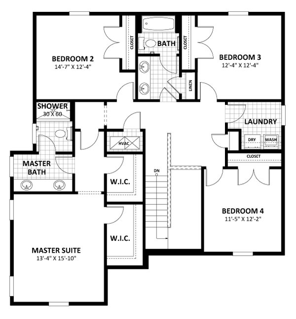 Traditional Floor Plan - Upper Floor Plan #1058-256