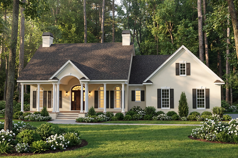 Exterior - Front Elevation 2 for Southern House Plan #406-280 - 3 bed, 2.5 bath