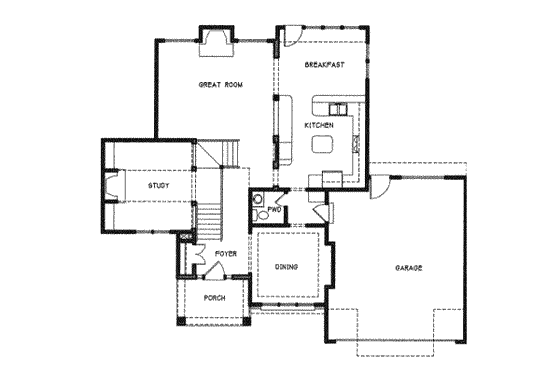Floor Plan - Main Floor for Traditional House Plan #6-125 - 4 bed, 3.5 bath