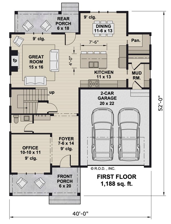 Farmhouse Floor Plan - Main Floor Plan #51-1351