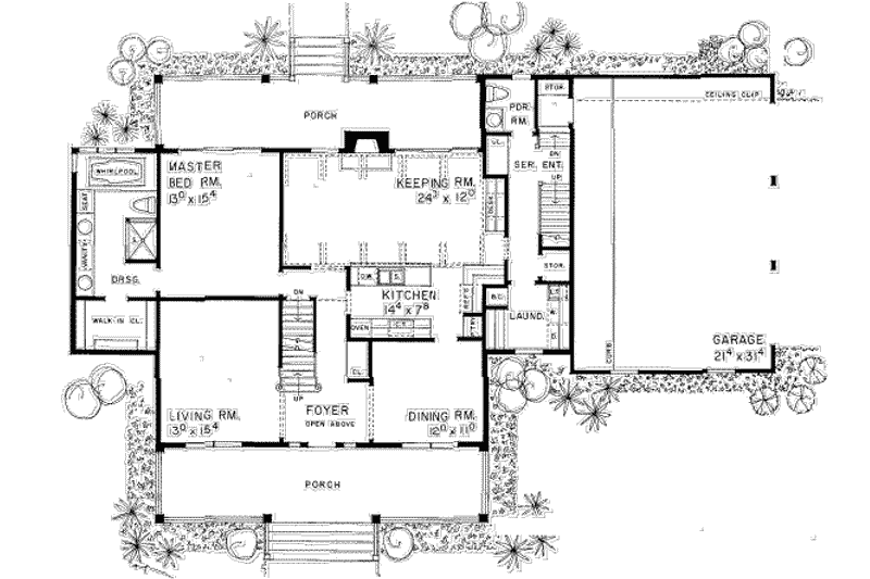 Dream House Plan - Floor Plan - Main Floor for Farmhouse House Plan #72-467 - 3 bed, 2.5 bath
