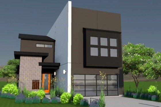 Exterior - Front Elevation for Modern House Plan #449-7 - 3 bed, 4 bath