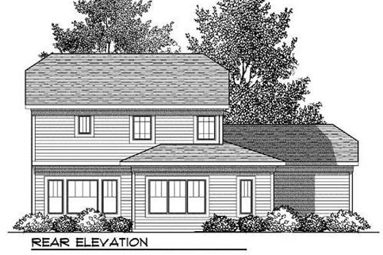 Exterior - Rear Elevation for Craftsman House Plan #70-907 - 3 bed, 2.5 bath