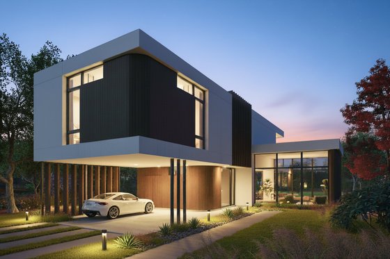 Exterior - Front Elevation 3 for Modern House Plan #80-226 - 3 bed, 2.5 bath