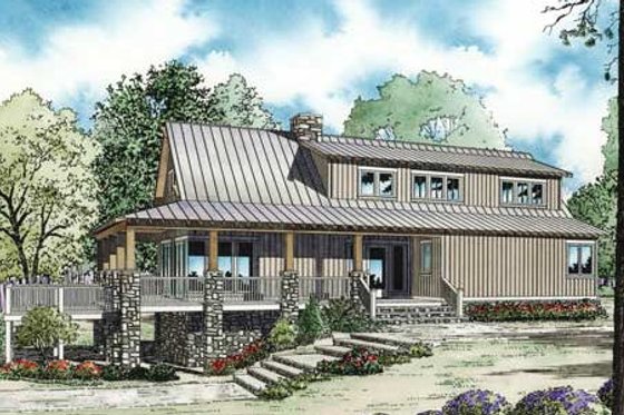 Exterior - Rear Elevation 1 for Farmhouse House Plan #17-2359 - 3 bed, 2.5 bath