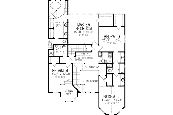 Floor Plan - Upper Floor for Victorian House Plan #410-156 - 4 bed, 4.5 bath