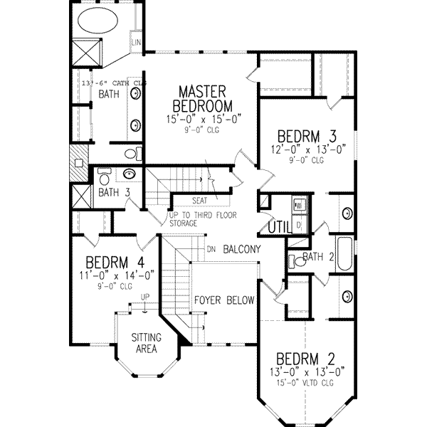 Architectural House Design - Victorian Floor Plan - Upper Floor Plan #410-156